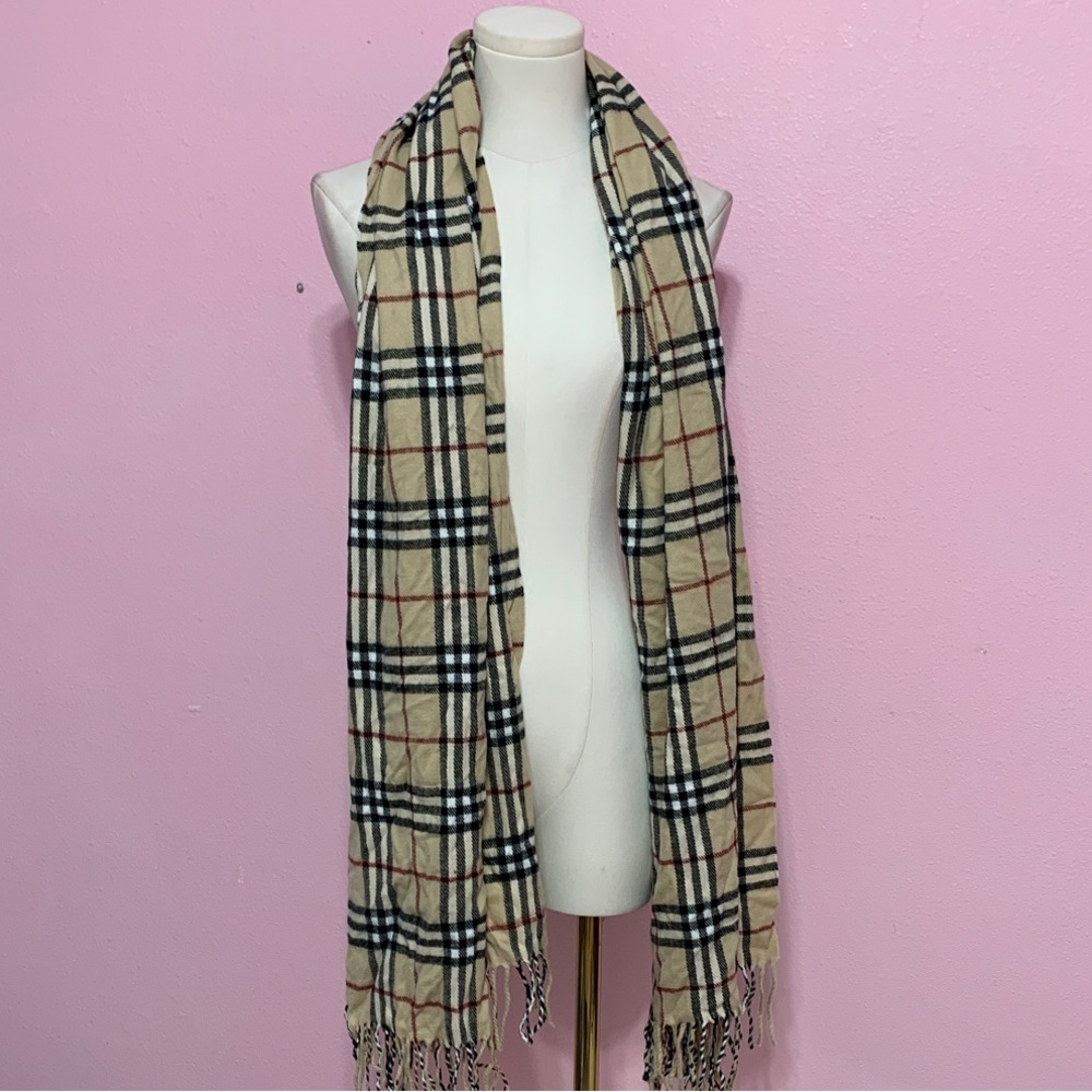 Designer-Inspired Plaid Fringe Scarf - Picture 5 of 7